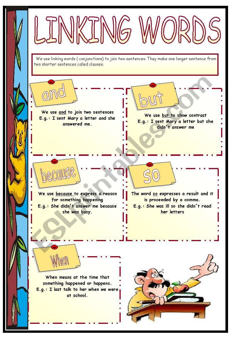 Linking Words Worksheet Linking Words Words Grammar Worksheets