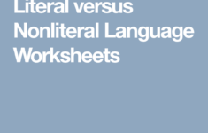 Literal Versus Nonliteral Language Worksheets Language Worksheets