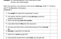 LITERAL VS FIGURATIVE Worksheet