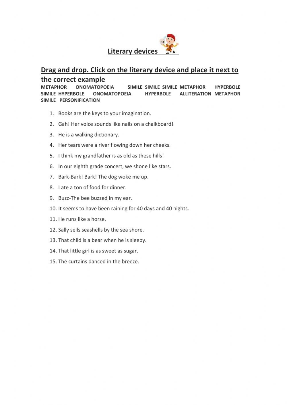 Literary Devices Worksheet