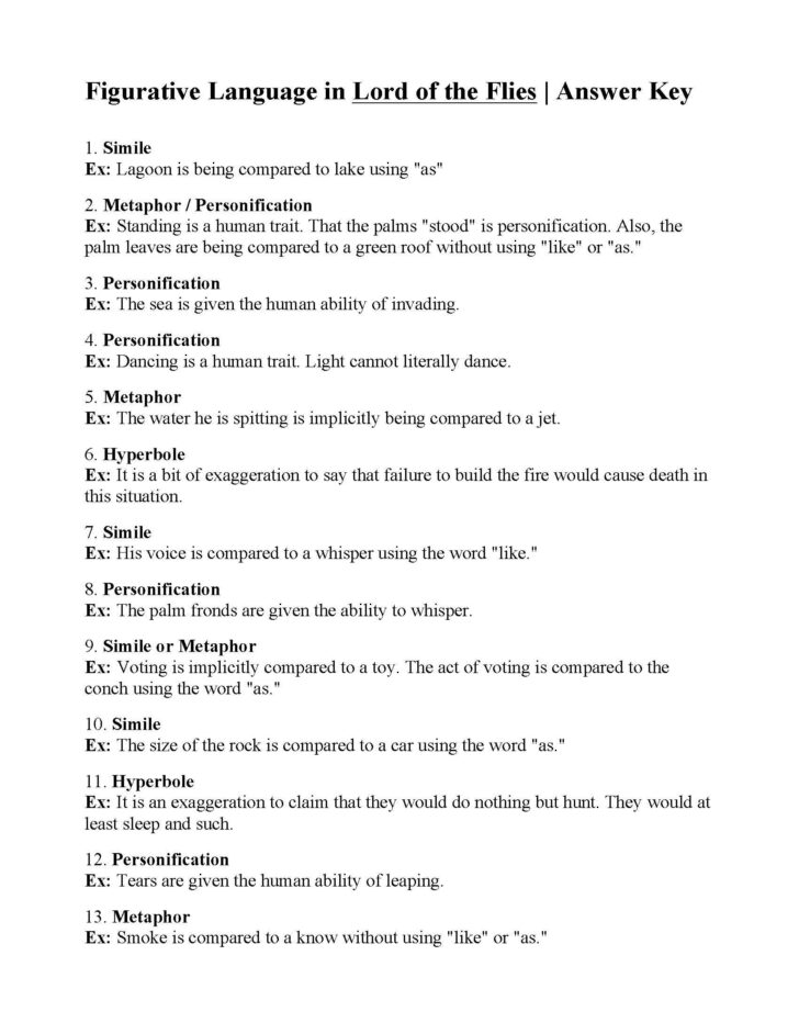 Macbeth Act 1 Figurative Language Worksheet Answers
