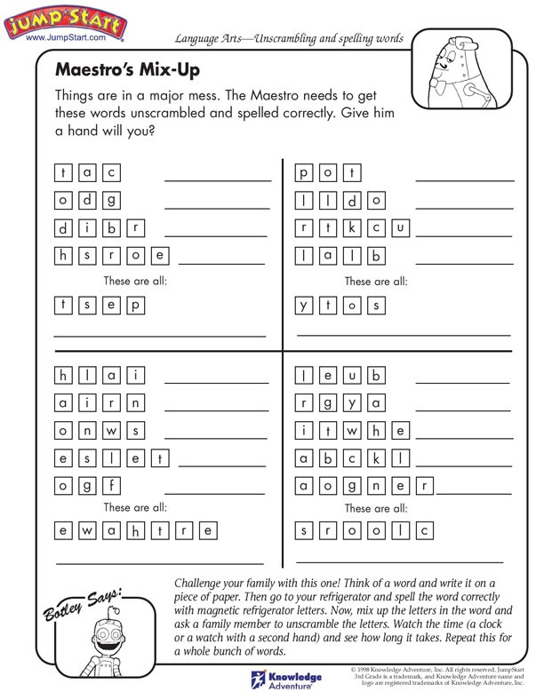 Maestro s Mix up Language Arts Worksheets For Kids Language Arts 