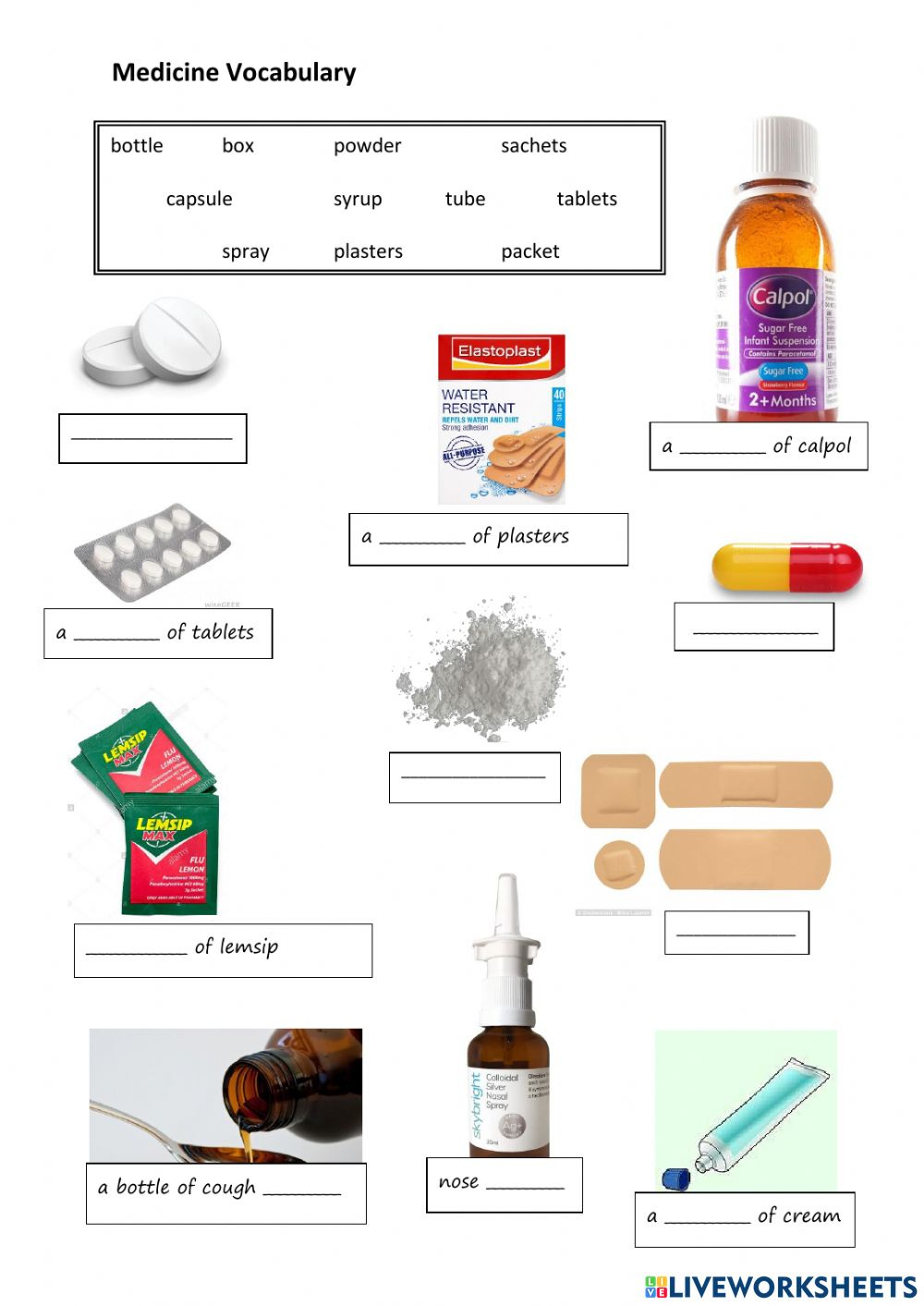 Medicine Vocab Worksheet