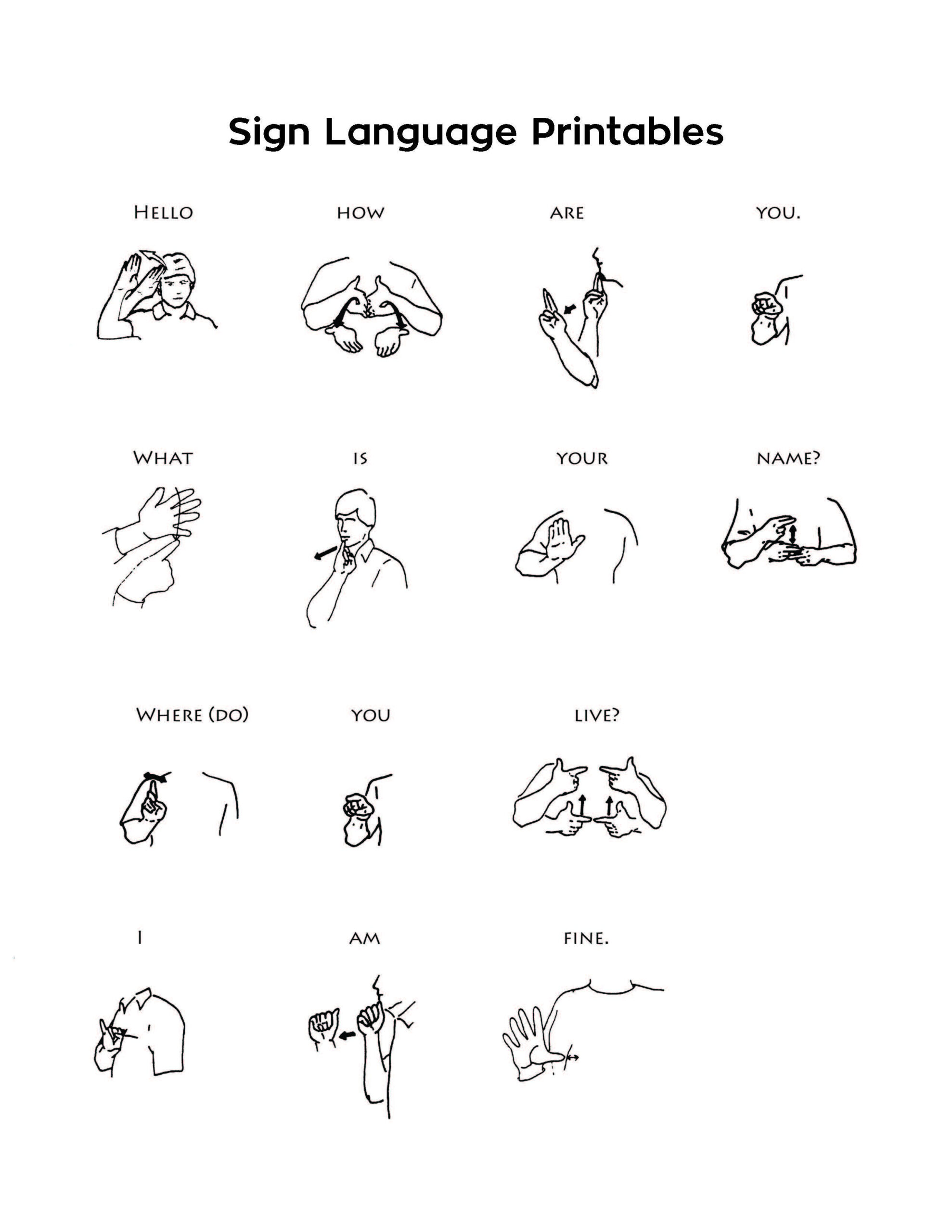 Meeting 14 Sign Language Printables For Teaching Your Builders Basic 