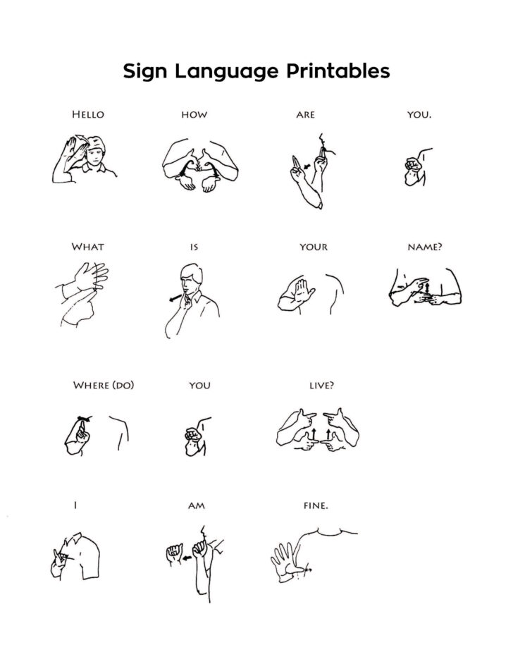 Sign Language Worksheets For Beginners