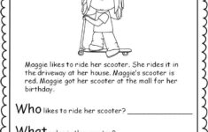 Milestone FREEBIE Reading Comprehension Worksheets Kindergarten