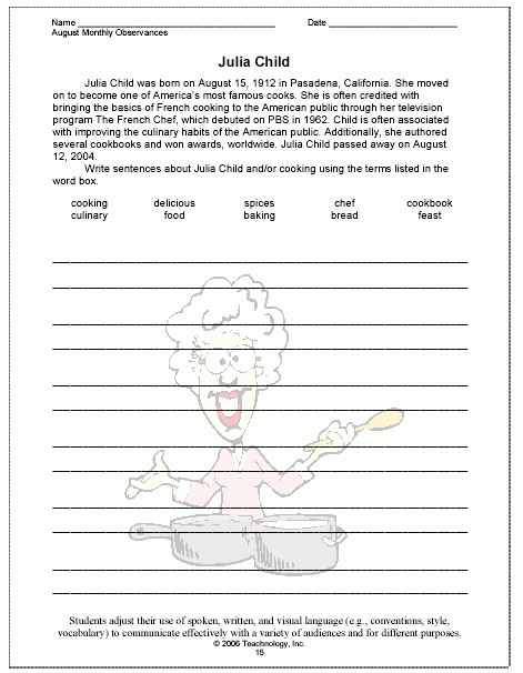 Monthly Helpers Sentence Writing Worksheet Sample