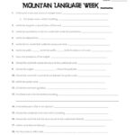 Mountain Language Worksheet Mountain Language Worksheet Language