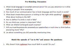 Movie Worksheet Lie To Me The Secrets Of Body Language