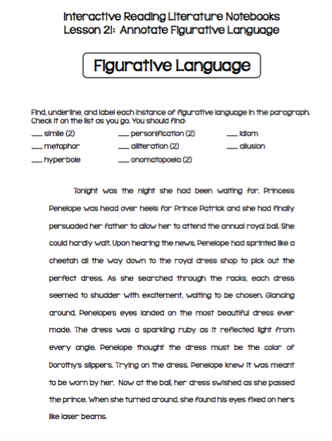 Freak The Mighty Figurative Language Worksheet