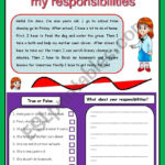 My Responsibilities ESL Worksheet By Thuyhadtd04