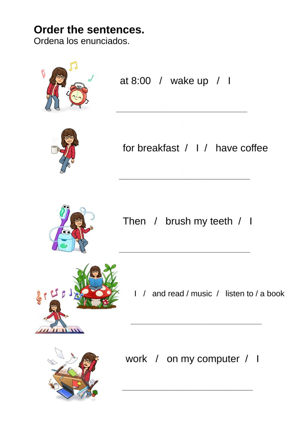 My Routine Order The Sentences Worksheet