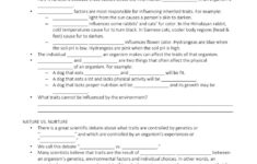 Nature Vs Nurture Worksheet