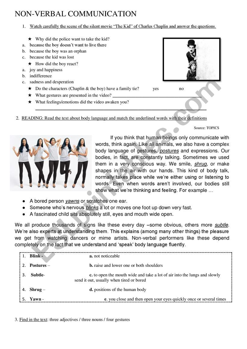 Non Verbal Communication ESL Worksheet By Hugocrespo2015