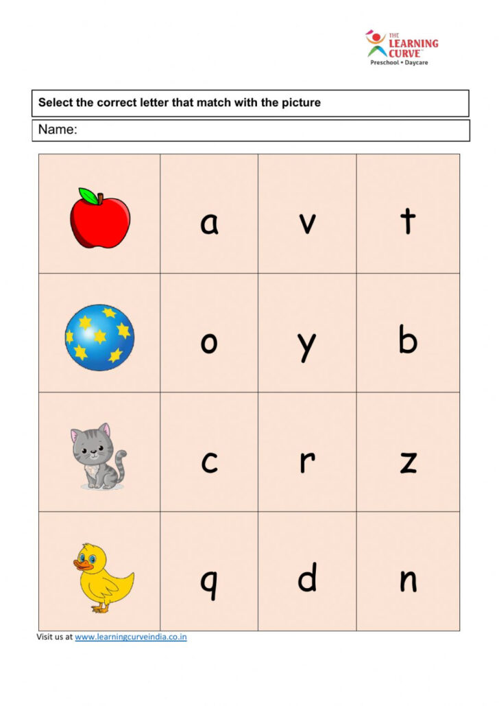 Worksheet For Class Nursery English