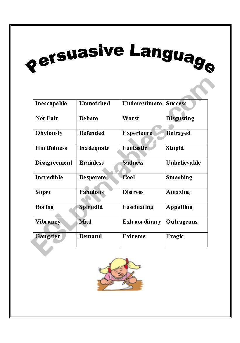 Persuasive Language ESL Worksheet By Mcardamone