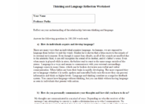 PHI 105 Topic 5 Assignment Thinking And Language Reflection Worksheet