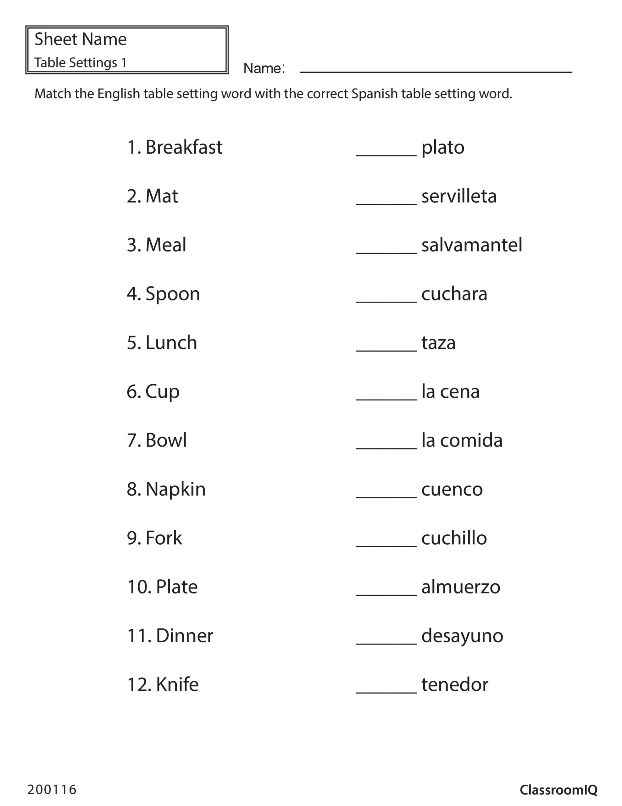 Pin On Spanish Worksheets Level 1