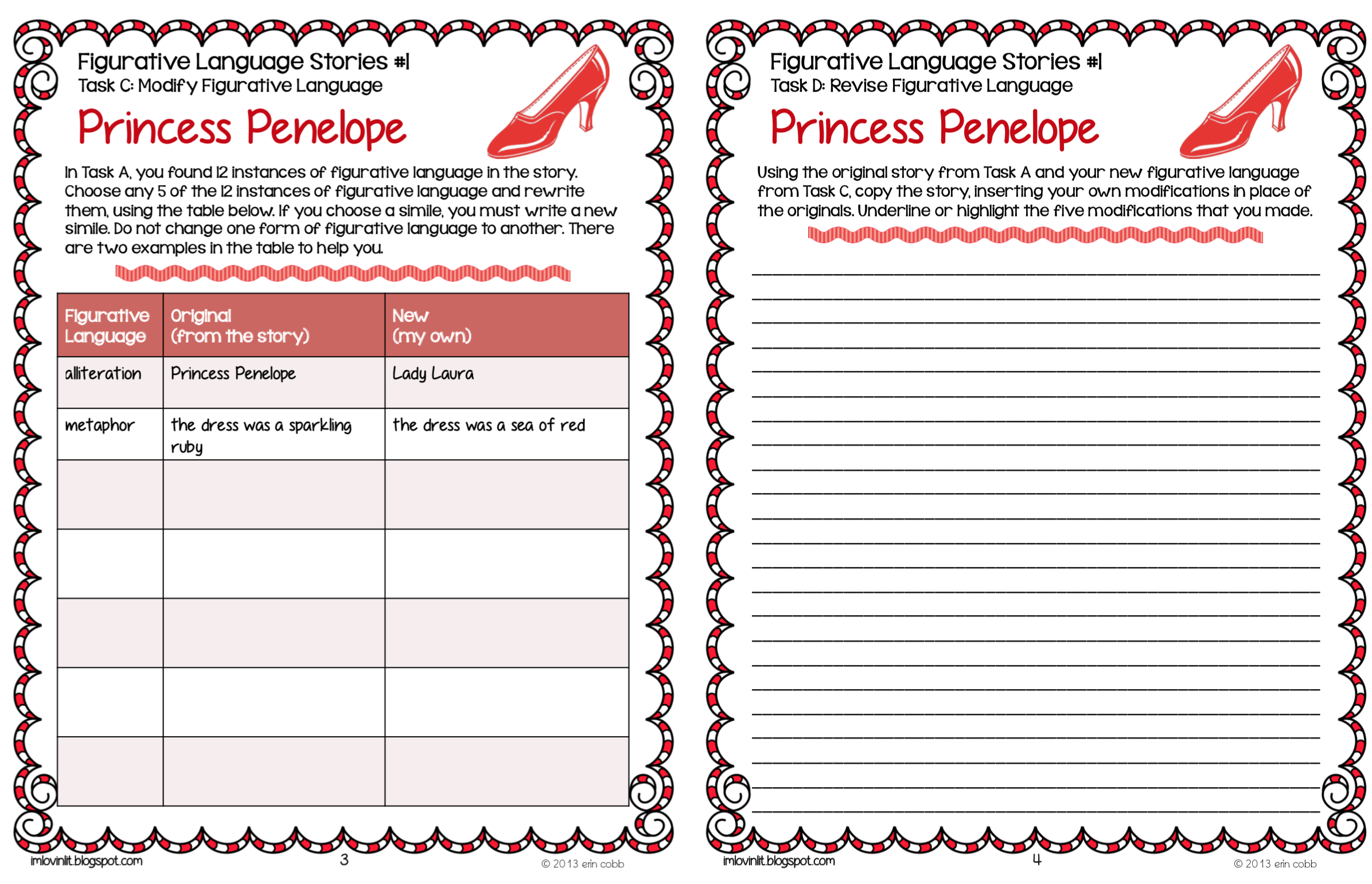 Princess Penelope Figurative Language Worksheet Answers | Language 