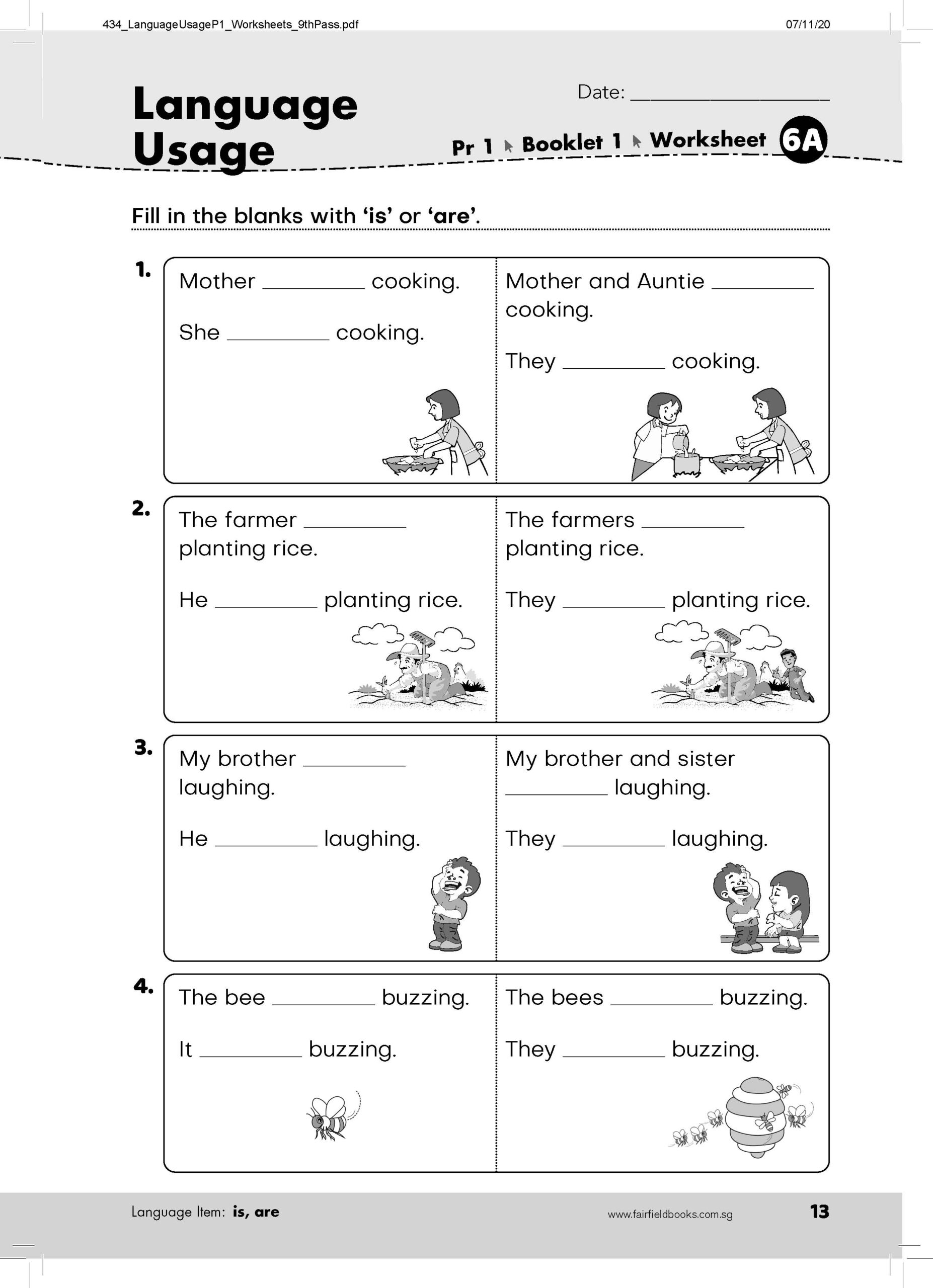 Primary 1 Language Usage English Worksheet OpenSchoolbag