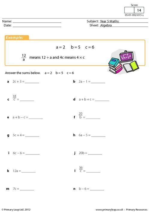 PrimaryLeap co uk Simple Algebraic Expressions Worksheet Algebraic 