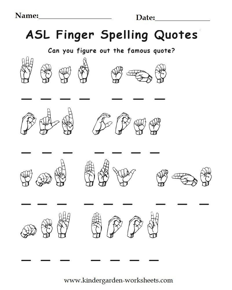 Printable Sign Language Worksheets That Are Declarative Derrick Website
