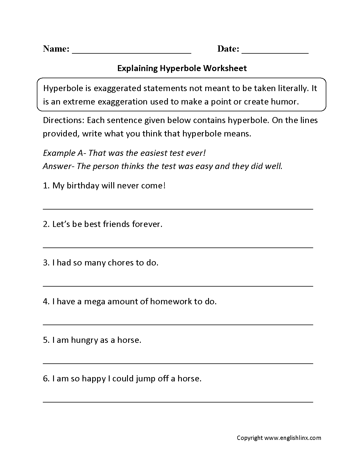 Printable Worksheets For 6Th Grade Language Arts Printable Worksheets