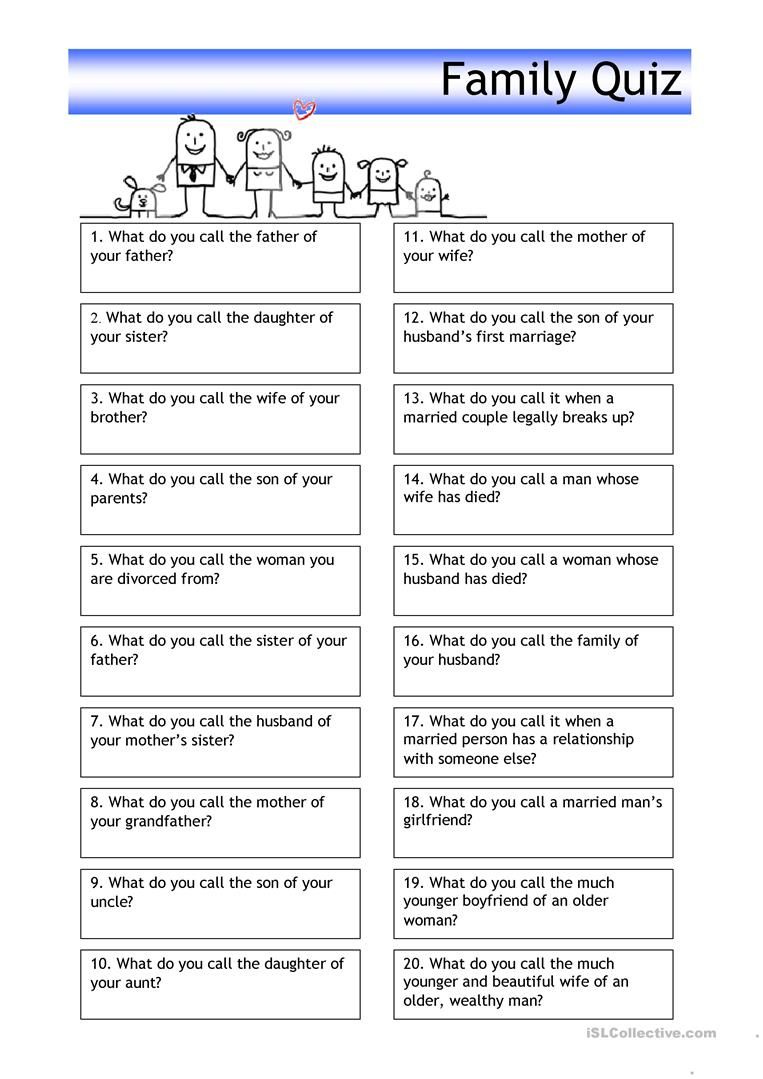 Quiz Family Relationship Worksheets Family Therapy Worksheets 