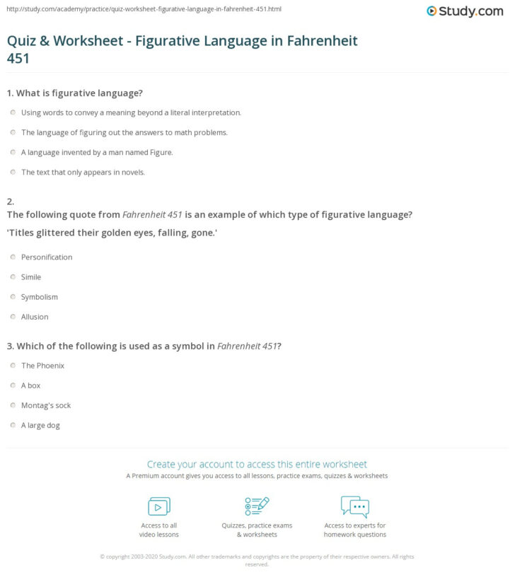 Fahrenheit 451 Figurative Language Part 2 Worksheet Answer Key Language Worksheets