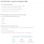 Quiz Worksheet Figurative Language In Night Study