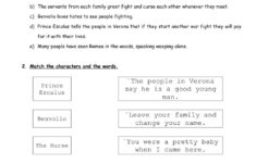 Romeo And Juliet After Reading Part 1 Worksheet
