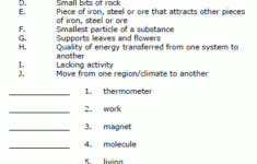 Science Vocabulary Review Science Worksheet Sample