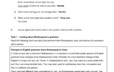 Shakespeare s Language Student Worksheets Pages 1 4 Text Db excel