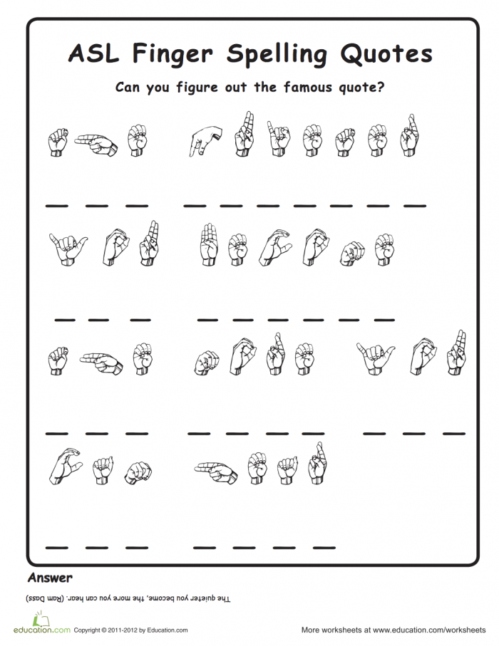 Sign Language Alphabet Worksheet