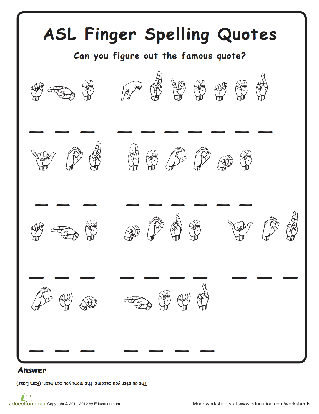 Sign Language Practice Worksheet Education Sign Language 