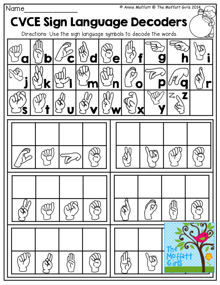 Sign Language Worksheets For Kids