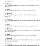 Simile And Metaphor Worksheet 3 Answers Similes And Metaphors