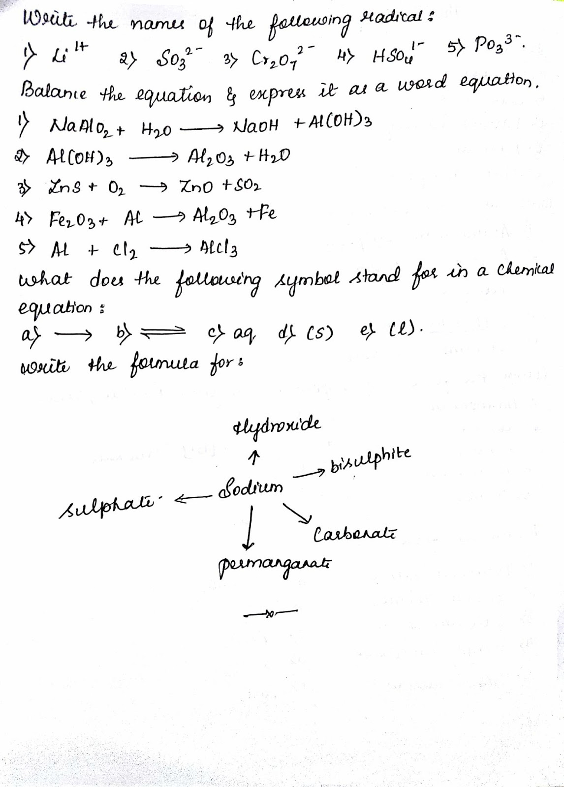 Siri s Corner ICSE GRADE 9 Language Of Chemistry Worksheet