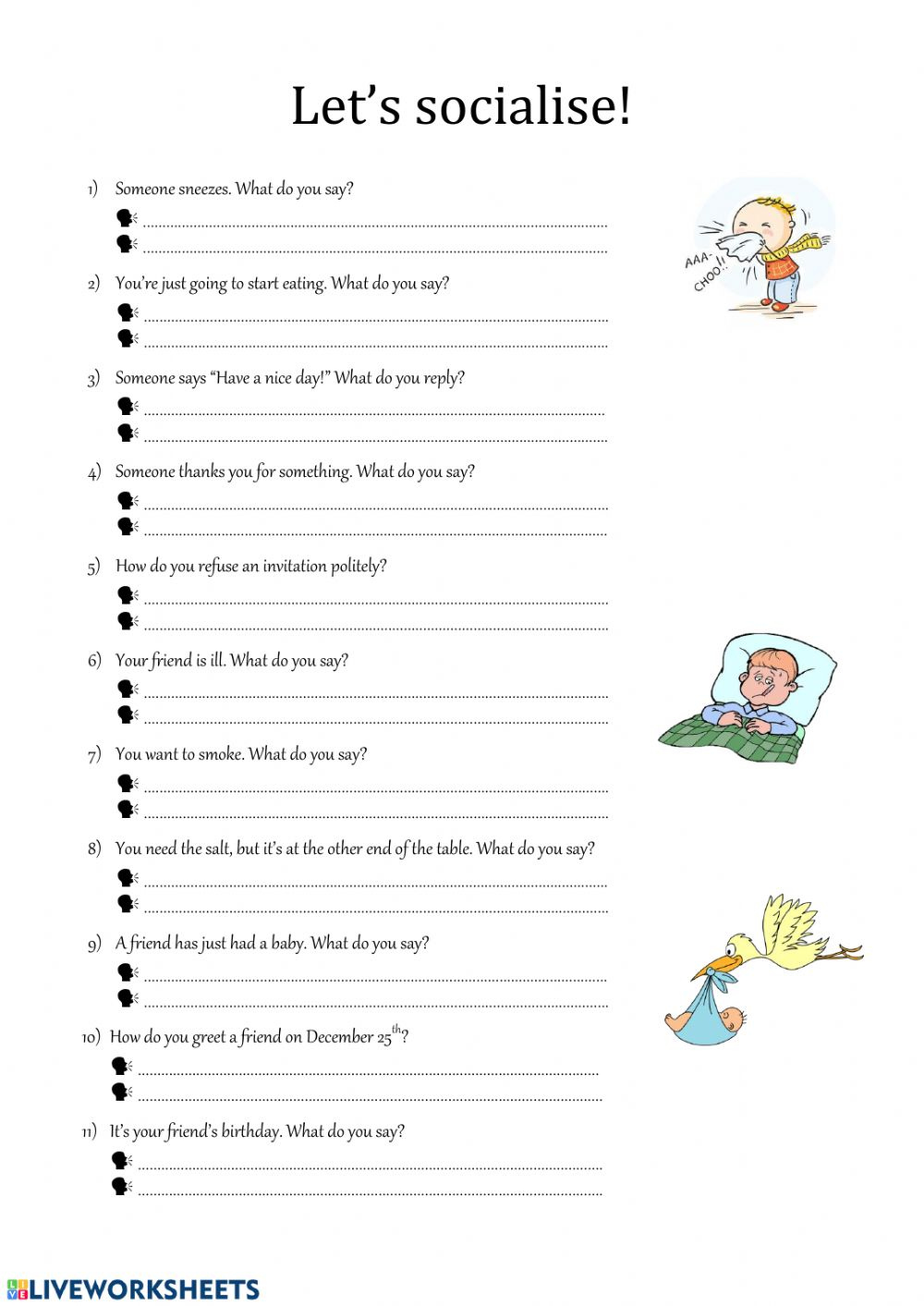 Social Expressions Worksheet