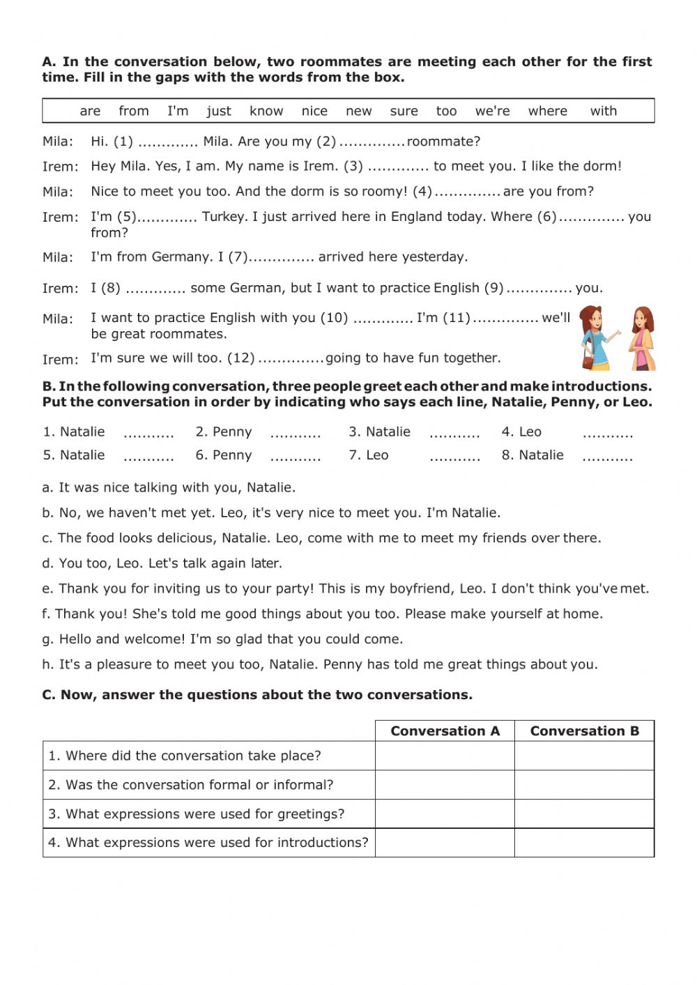 Social Language Worksheet