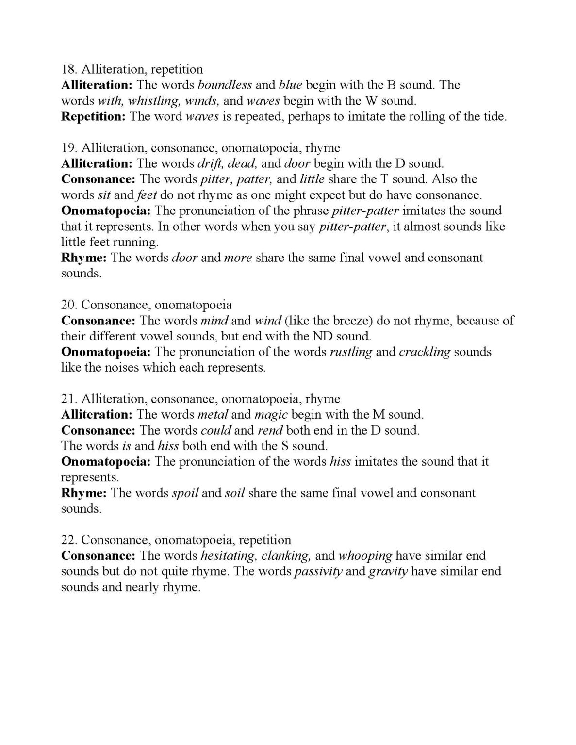 Sound Devices Worksheet Answers