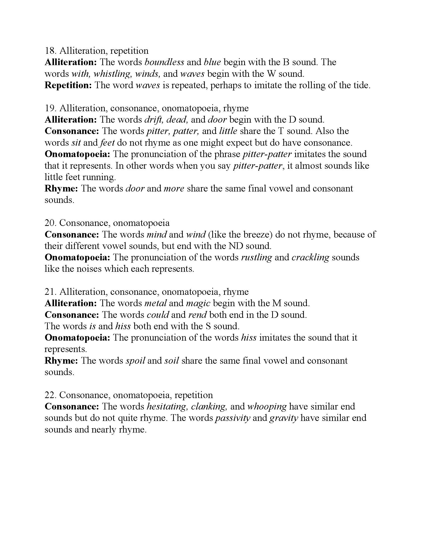 Sound Devices In Poetry Worksheet Nidecmege