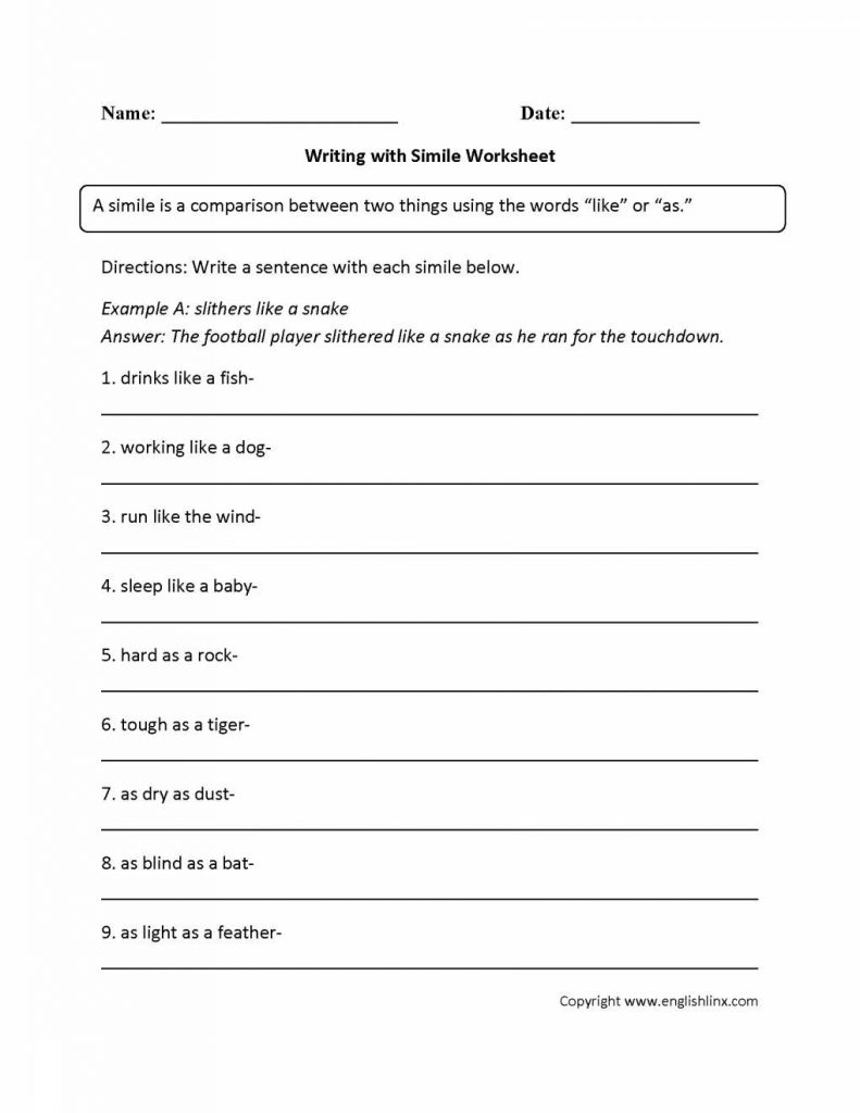 Spreadsheet Quiz Regarding Fishing For Figurative Language Worksheet 