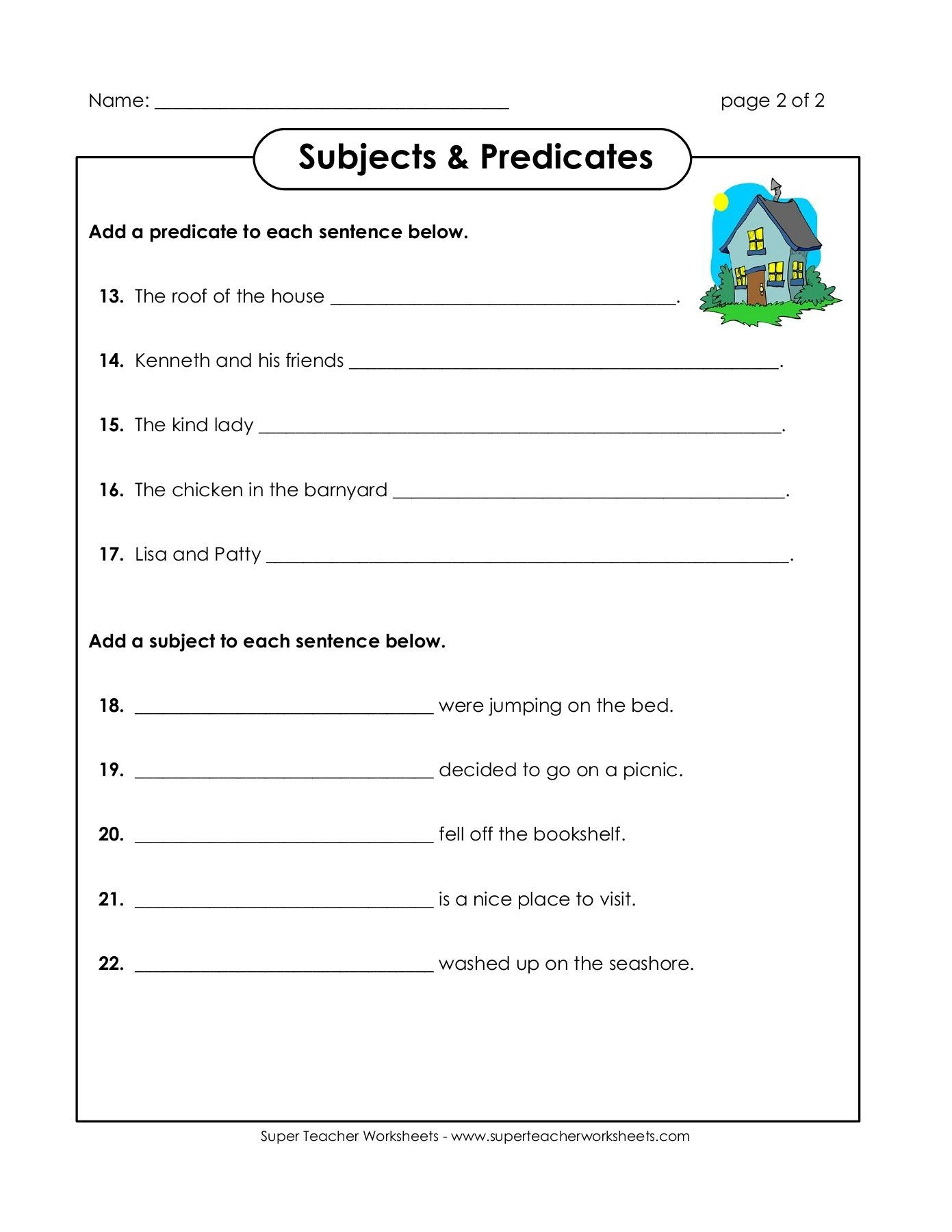 Subjects Predicates Super Teacher Worksheets Super Teacher 