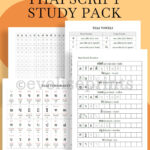 Thai Thai Script Alphabet Study Pack Charts Worksheets