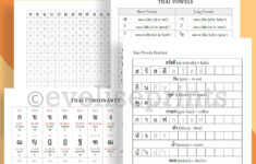 Thai Thai Script Alphabet Study Pack Charts Worksheets