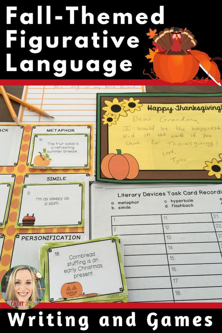 Thanksgiving Figurative Language Games And Creative Writing Projects 