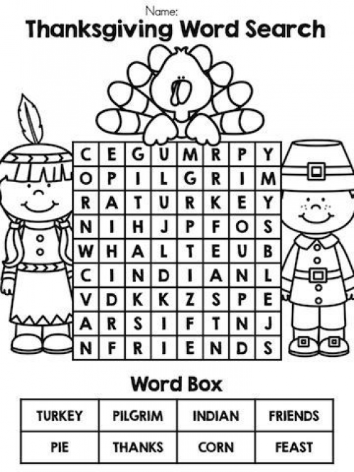 Thanksgiving Word Search Part Of The Thanksgiving Kindergarten 