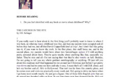 The Catcher In The Rye Worksheet
