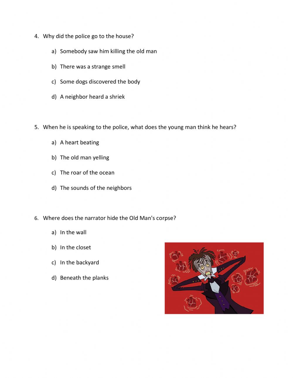 The Tell Tale Heart Interactive Worksheet